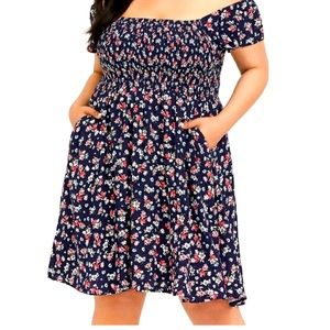 Torrid Off Shoulder Smocked Dress